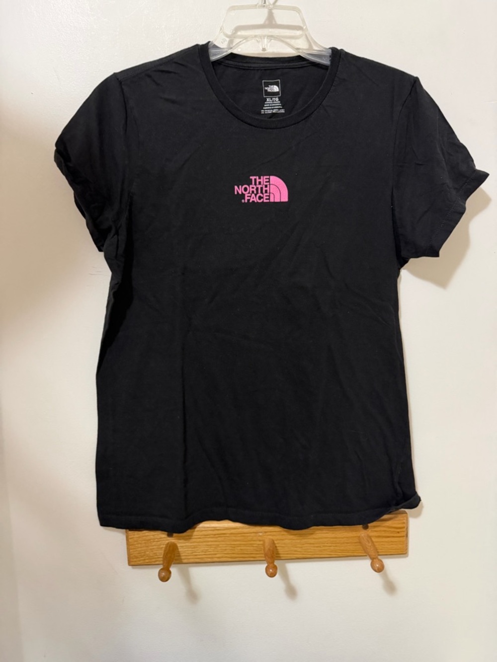 The North Face Black Short-Sleeve Tee with Pink Logo